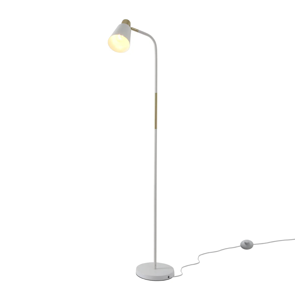 Bend Design Floor Lamp with Gold Accents - E27 - Black.