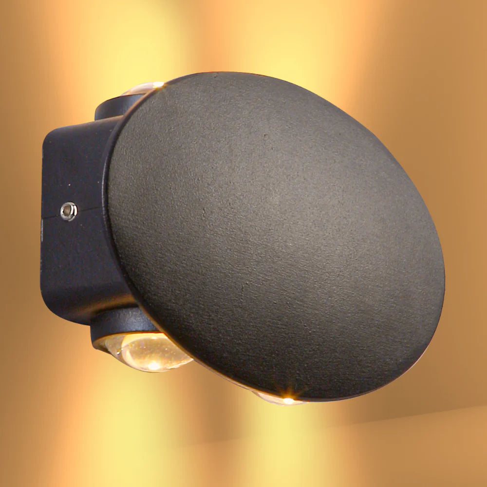 Black Ellipse Up Down Decorative Outdoor Modern LED Wall Light - 2 Lamp.
