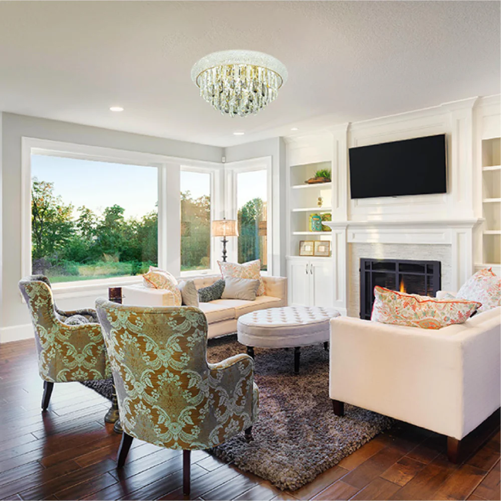 Alexandra Flush Crystal Chandelier Ceiling Light - Small.